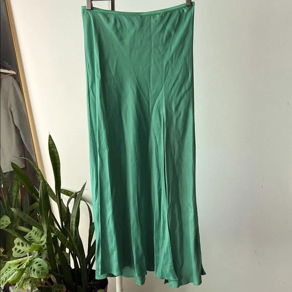 Zara green leg slit Midi Skirt M - Picture 2 of 7
